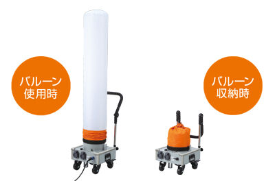 内蔵ファンで膨らみ、すばやく点灯！